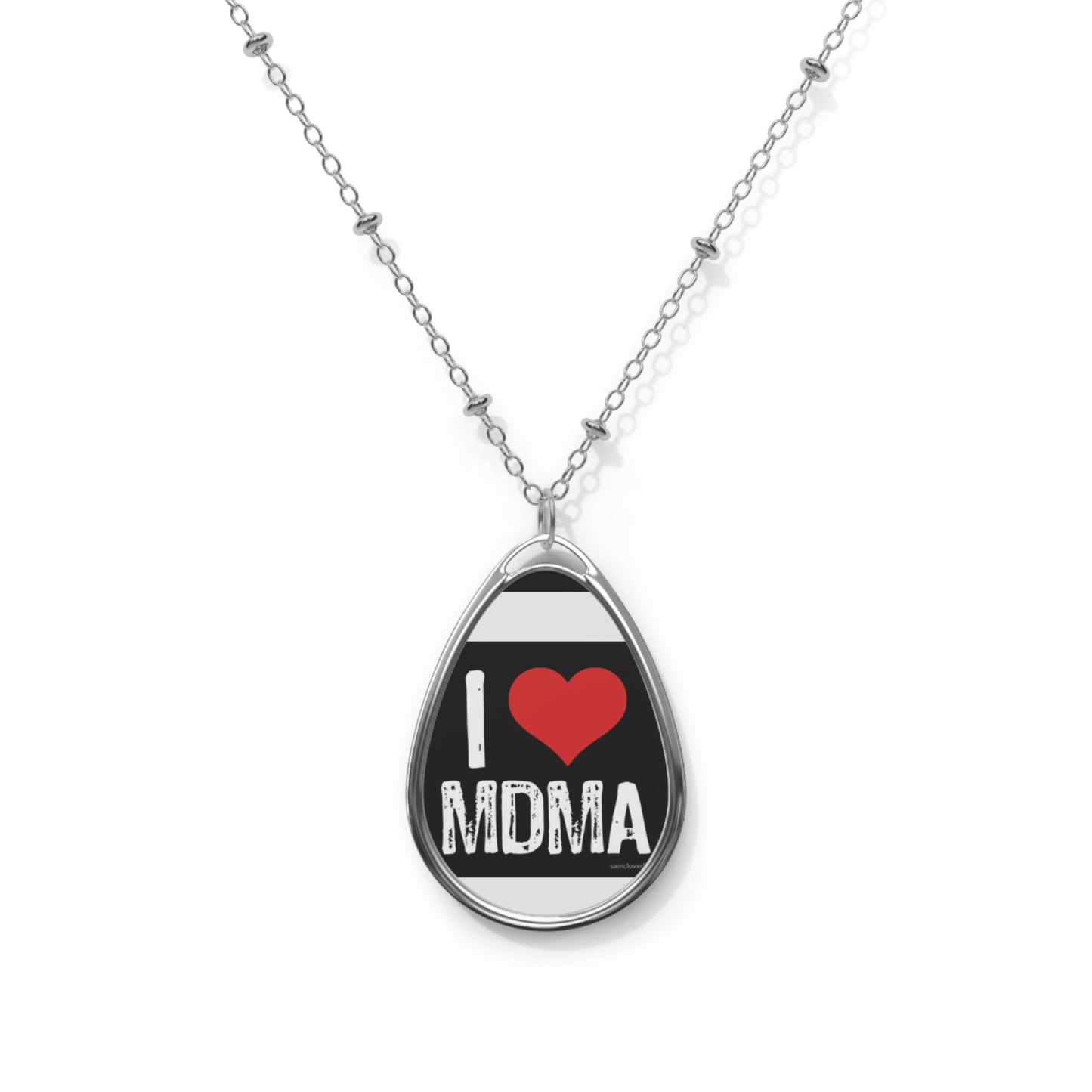 I Love MDMA Oval Necklace - Trendiga Statement-smycken för musikälskare