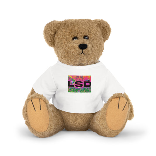 LSD grafisk plyschleksak med t-shirt - rolig och färgglad björn /  LSD