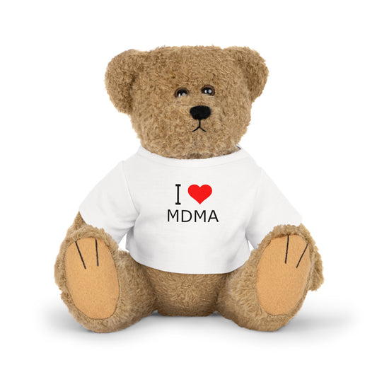 I Love MDMA Plyschleksak med T-shirt – Söt gosebjörn för present och samlarobjekt