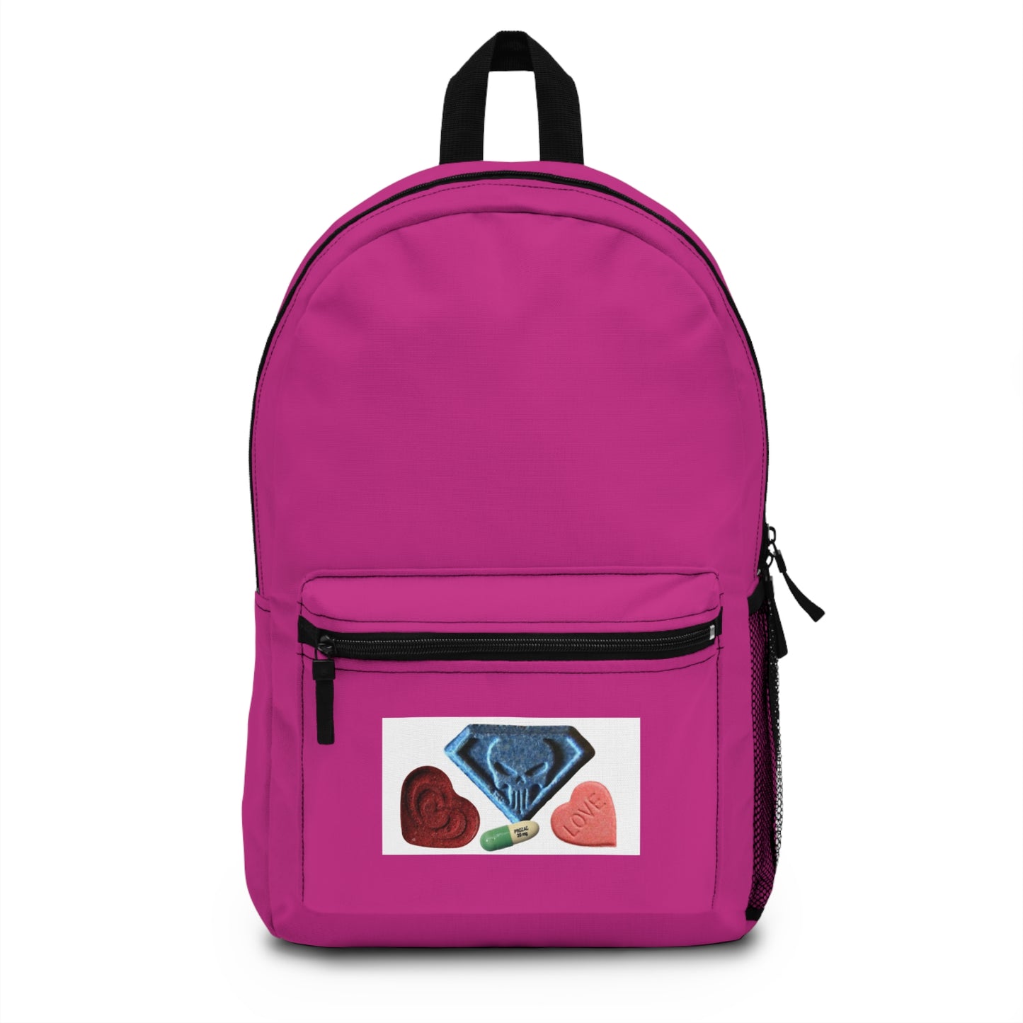 Snygg rosa ryggsäck med grafisk design – perfekt för skolan, resor och vardagsbruk / E