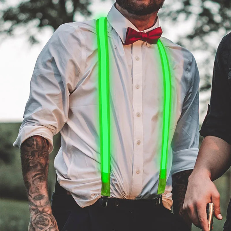 NEW Tie Bow LED Lights Suspenders Festival Party