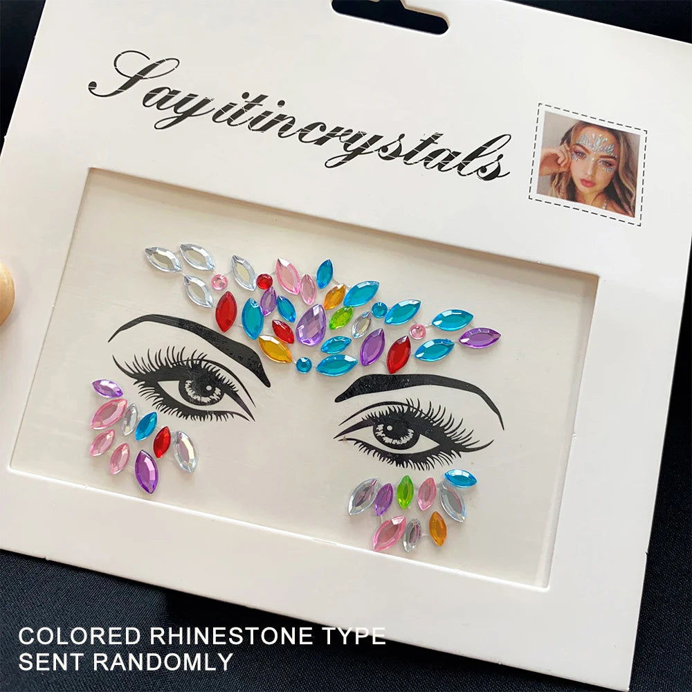 1Pcs 3D Rhinestone Face Tattoo Stickers