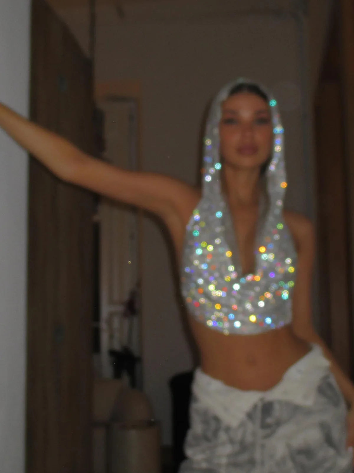Glänsande strass Fishnet, Cover Up Party Club
