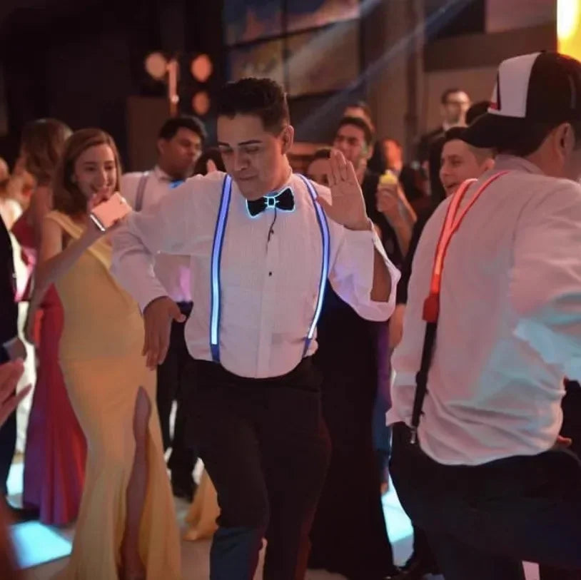 NEW Tie Bow LED Lights Suspenders Festival Party