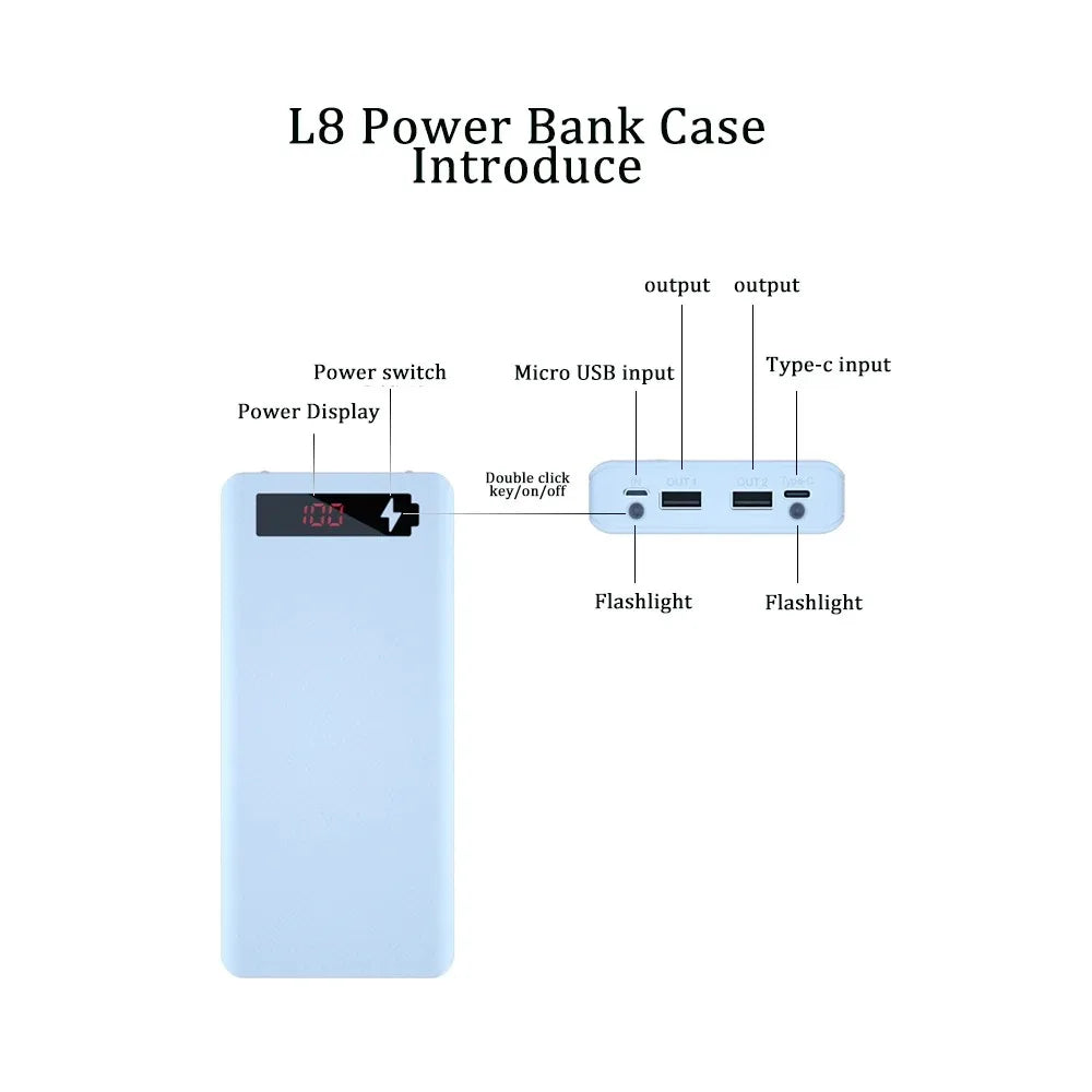 18650 batterihållare DIY-skal Dual USB Type C Charge Powerbank-fodral för iPhone Xiaomi 18650 Batteri Power Bank-fodral Förvaringsbox