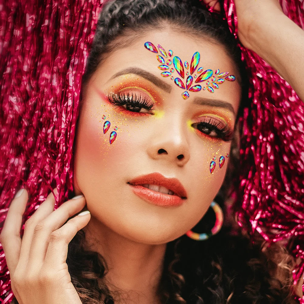 6 st Sjöjungfruansikte Juveler Ädelstenar Strass Rave Eyes Kropp tillfälligt klistermärke Kristall ansiktsklistermärken Dekorationer för festivalfest