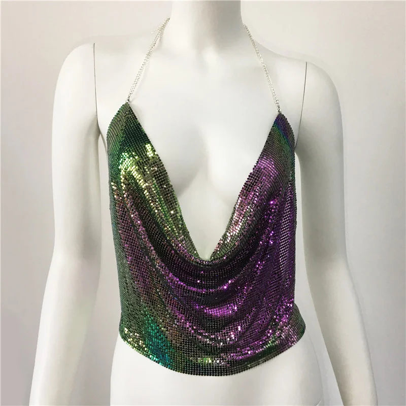 Cropped Toppar Glitter Beach Club