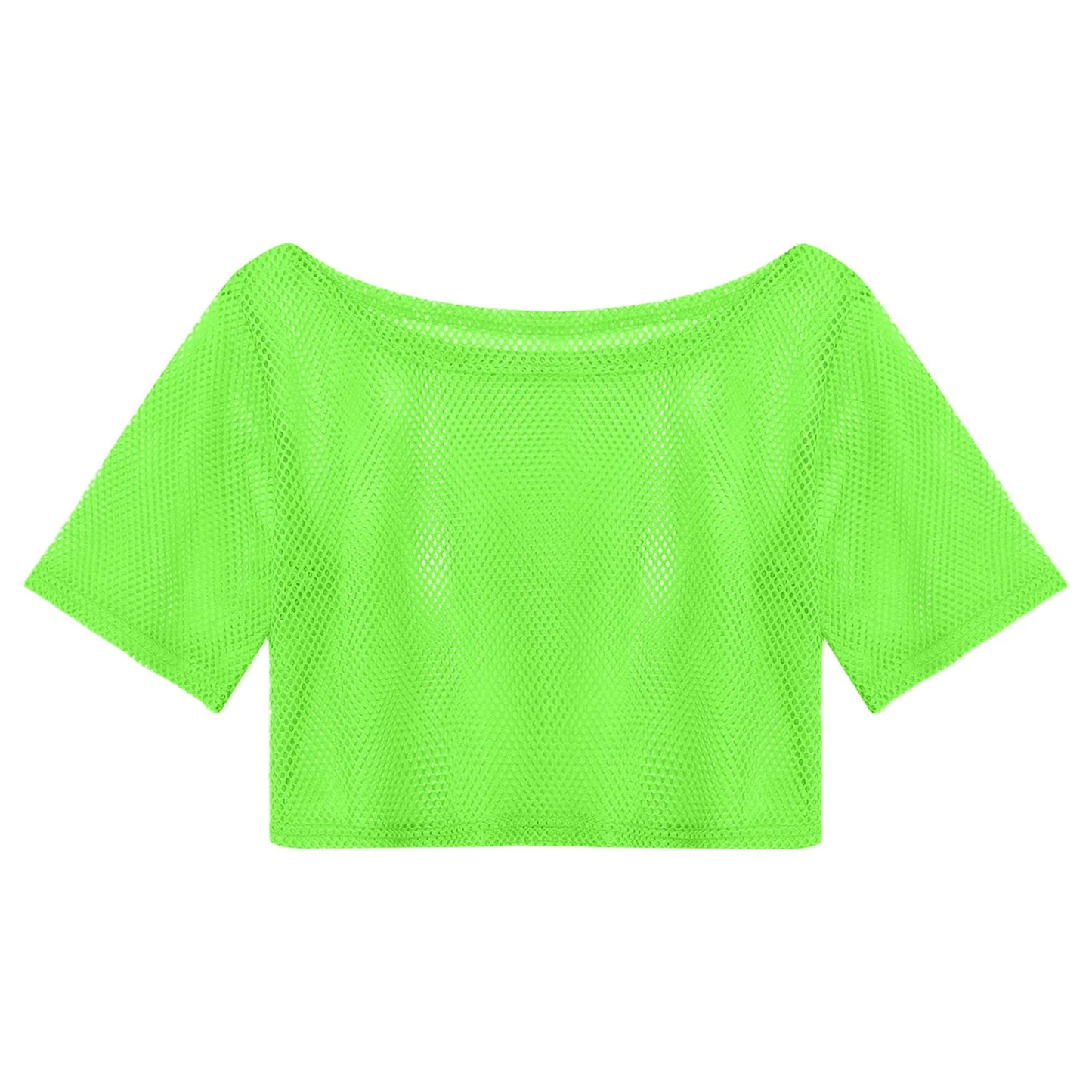 80-tal Disco Neon Fishnet T-shirt Toppar Kortärmad