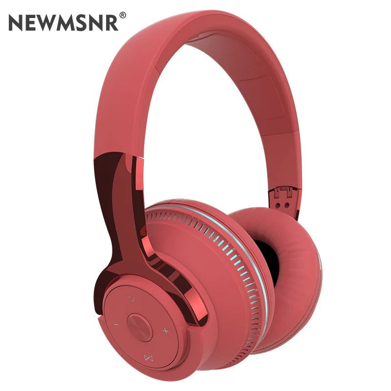 NEWMSNR Tung bas Färgglad Ljus Gamer-headset Bluetooth-hörlurar Huvudmonterade brusreducering Trådlösa hörlurar för iPhone