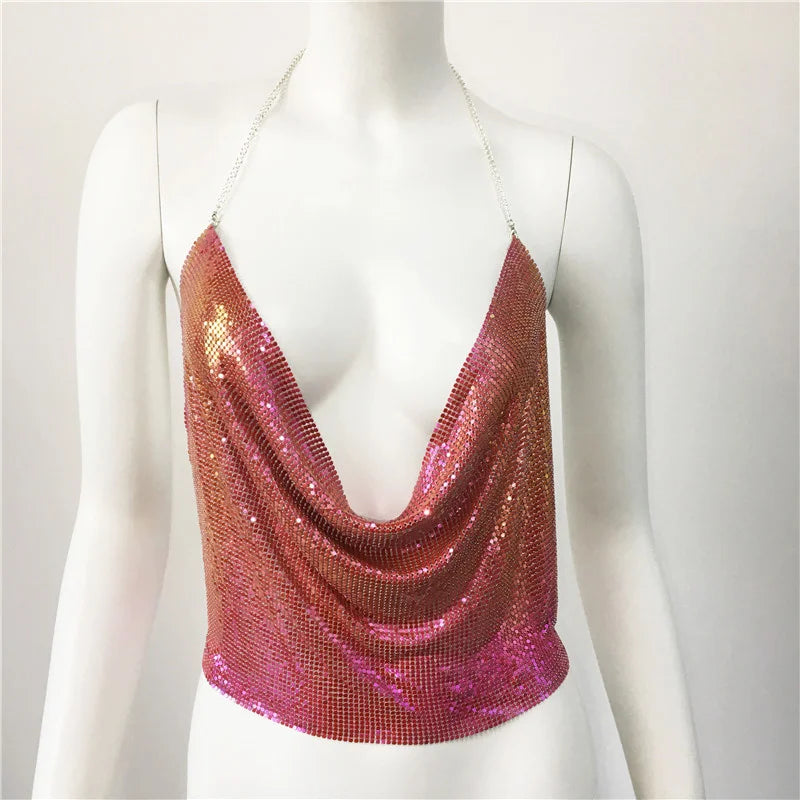 Cropped Toppar Glitter Beach Club