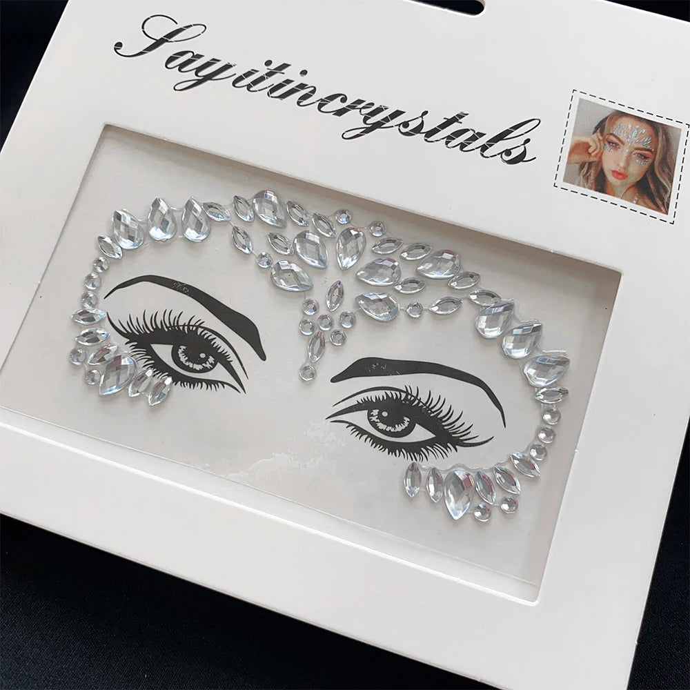 1Pcs 3D Rhinestone Face Tattoo Stickers
