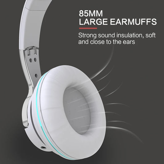 NEWMSNR Tung bas Färgglad Ljus Gamer-headset Bluetooth-hörlurar Huvudmonterade brusreducering Trådlösa hörlurar för iPhone