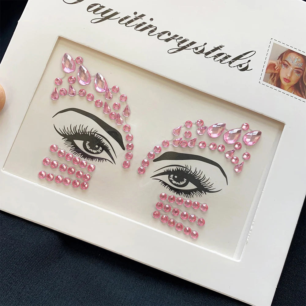 1Pcs 3D Rhinestone Face Tattoo Stickers