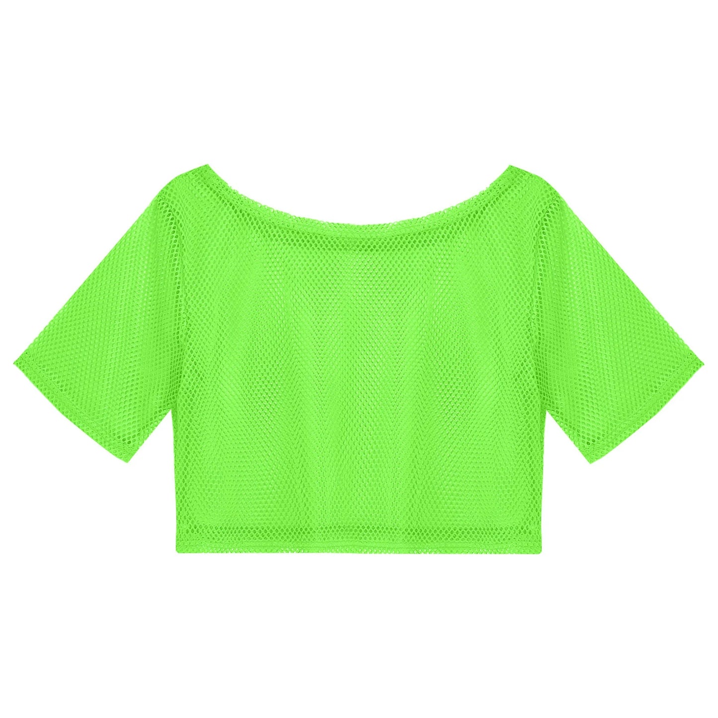 80-tal Disco Neon Fishnet T-shirt Toppar Kortärmad