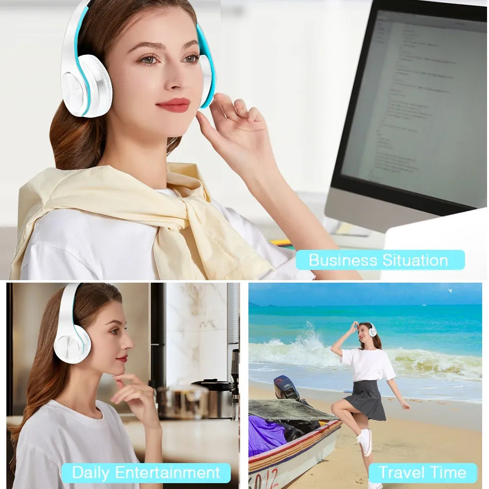 2025 Colorfuls Music Hörlurar Trådlösa stereohörlurar Bluetooth-headset med mikrofonstöd TF-kort Telefonsamtal
