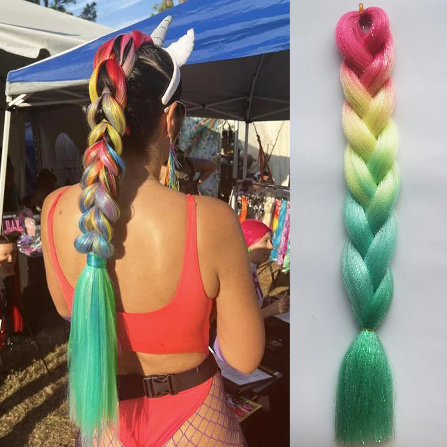 Rave hårförlängningar för tjejer Crazy Hair Day