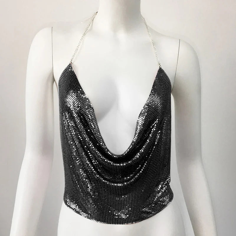 Cropped Toppar Glitter Beach Club