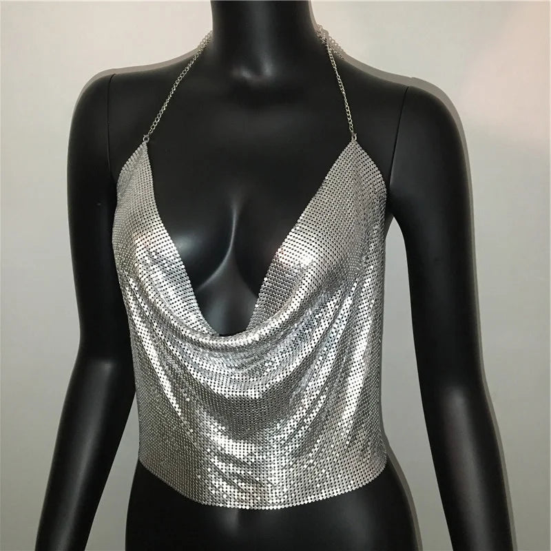 Cropped Toppar Glitter Beach Club