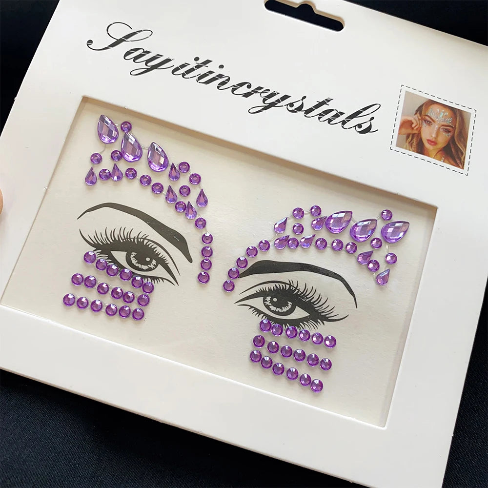 1Pcs 3D Rhinestone Face Tattoo Stickers