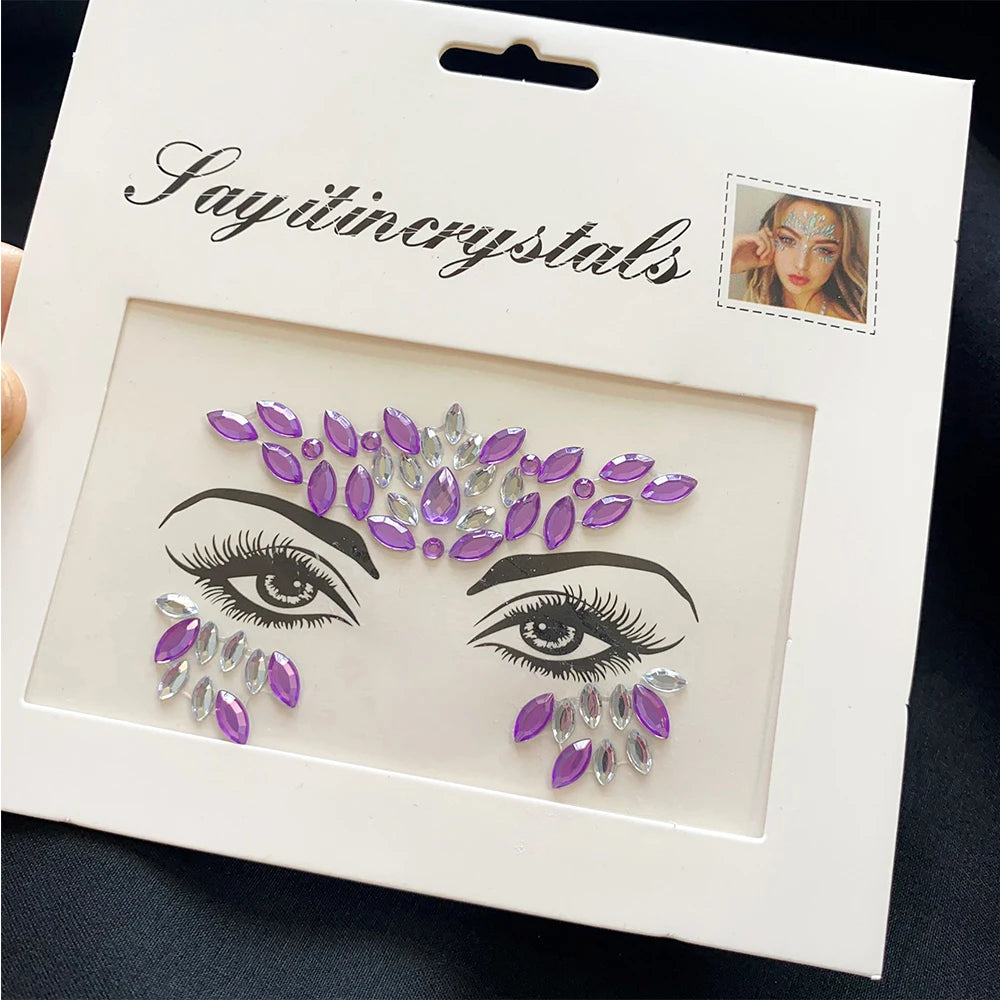 1Pcs 3D Rhinestone Face Tattoo Stickers