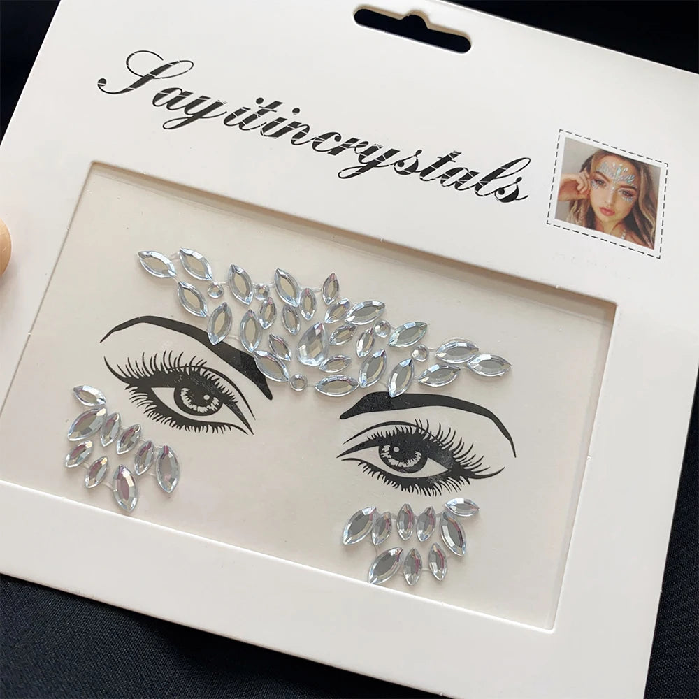 1Pcs 3D Rhinestone Face Tattoo Stickers