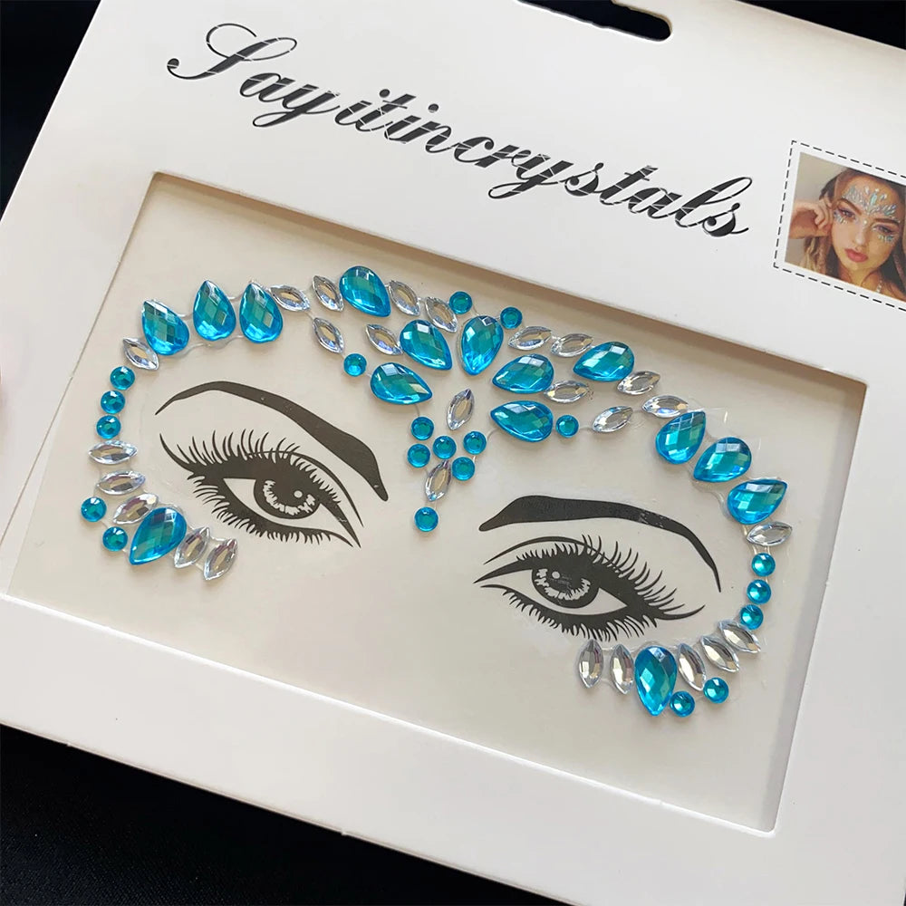 1Pcs 3D Rhinestone Face Tattoo Stickers