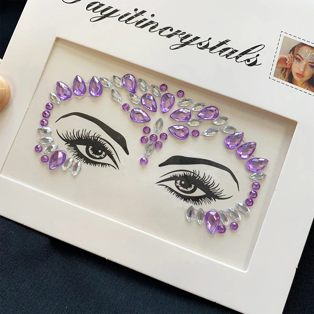 1Pcs 3D Rhinestone Face Tattoo Stickers