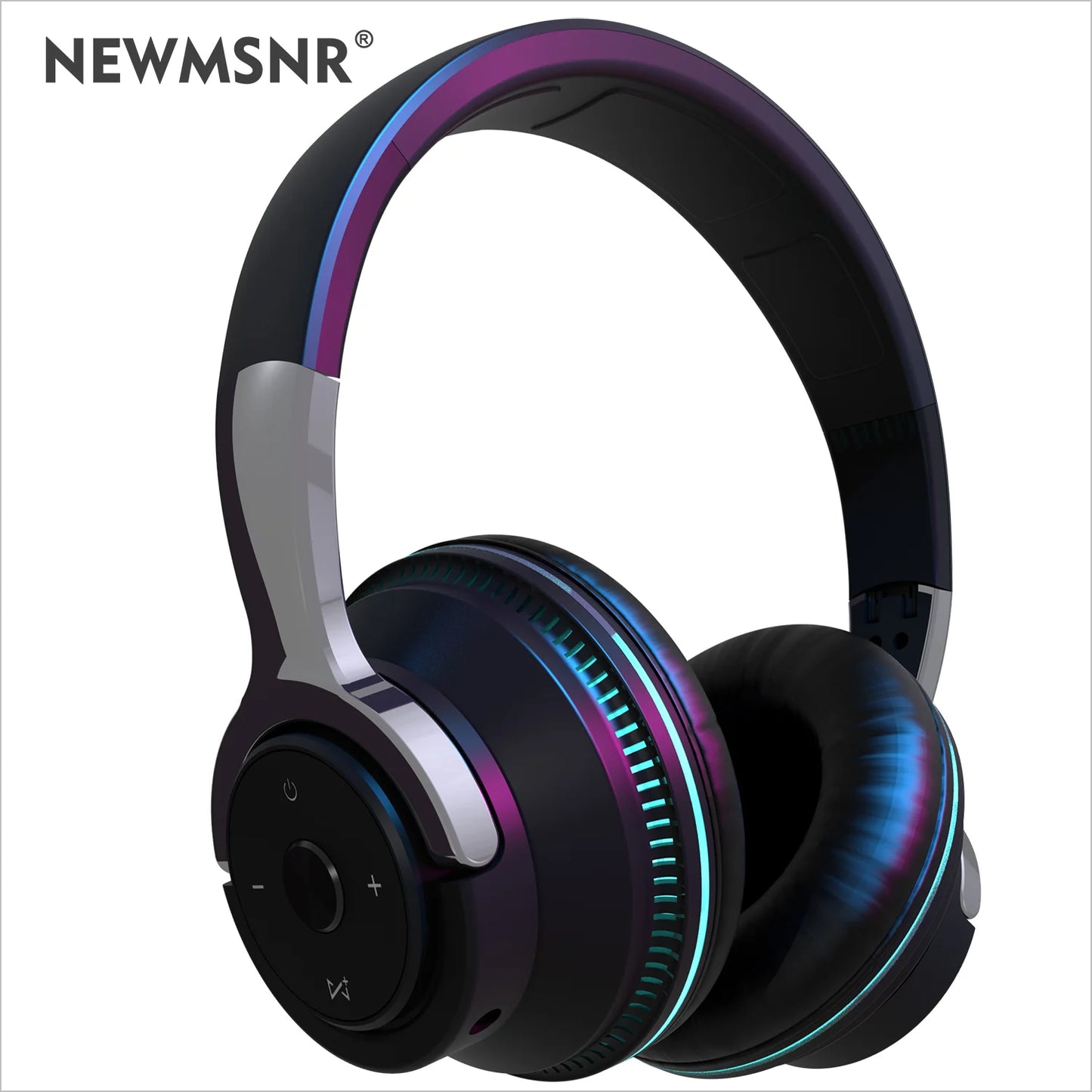 NEWMSNR Tung bas Färgglad Ljus Gamer-headset Bluetooth-hörlurar Huvudmonterade brusreducering Trådlösa hörlurar för iPhone