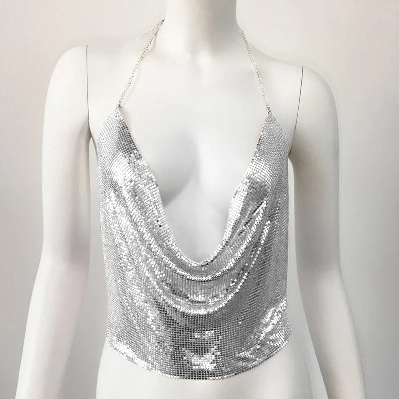 Cropped Toppar Glitter Beach Club