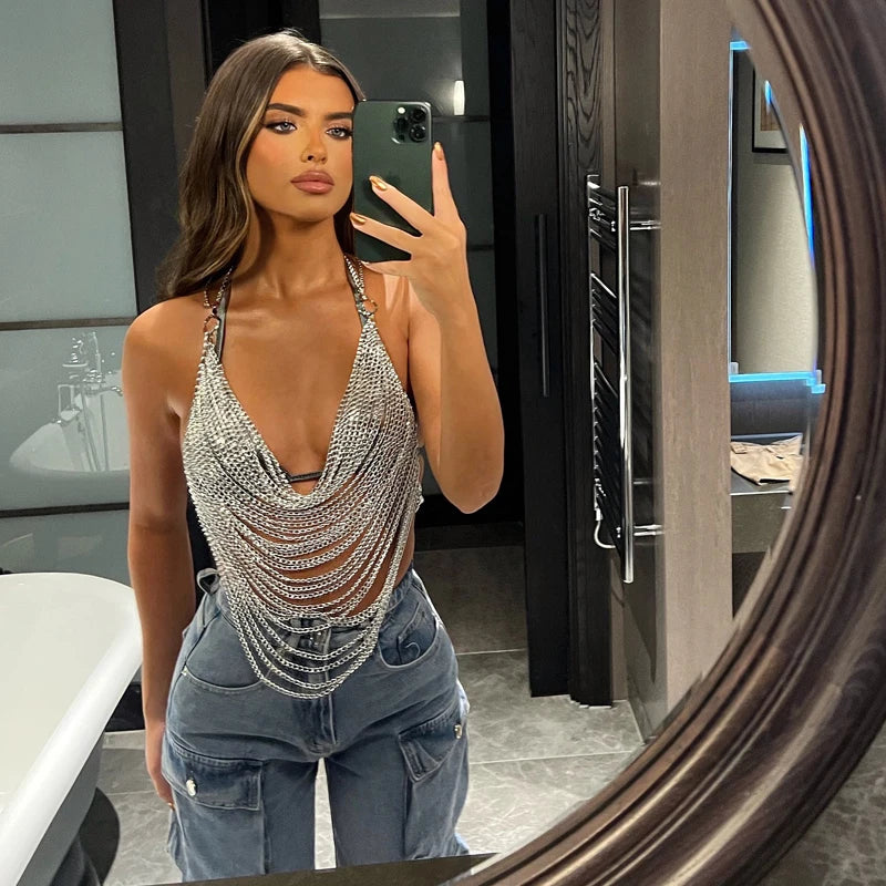 Linne Sexig Djup V-hals FÖR KVINNOR