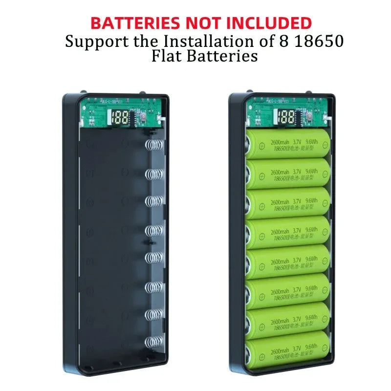 18650 batterihållare DIY-skal Dual USB Type C Charge Powerbank-fodral för iPhone Xiaomi 18650 Batteri Power Bank-fodral Förvaringsbox