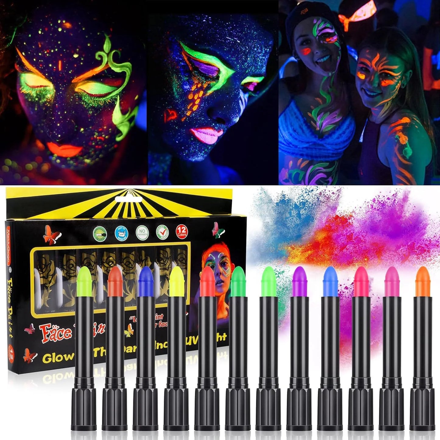 Tvättbar vattenlöslig ansiktsmålning - UV NEON