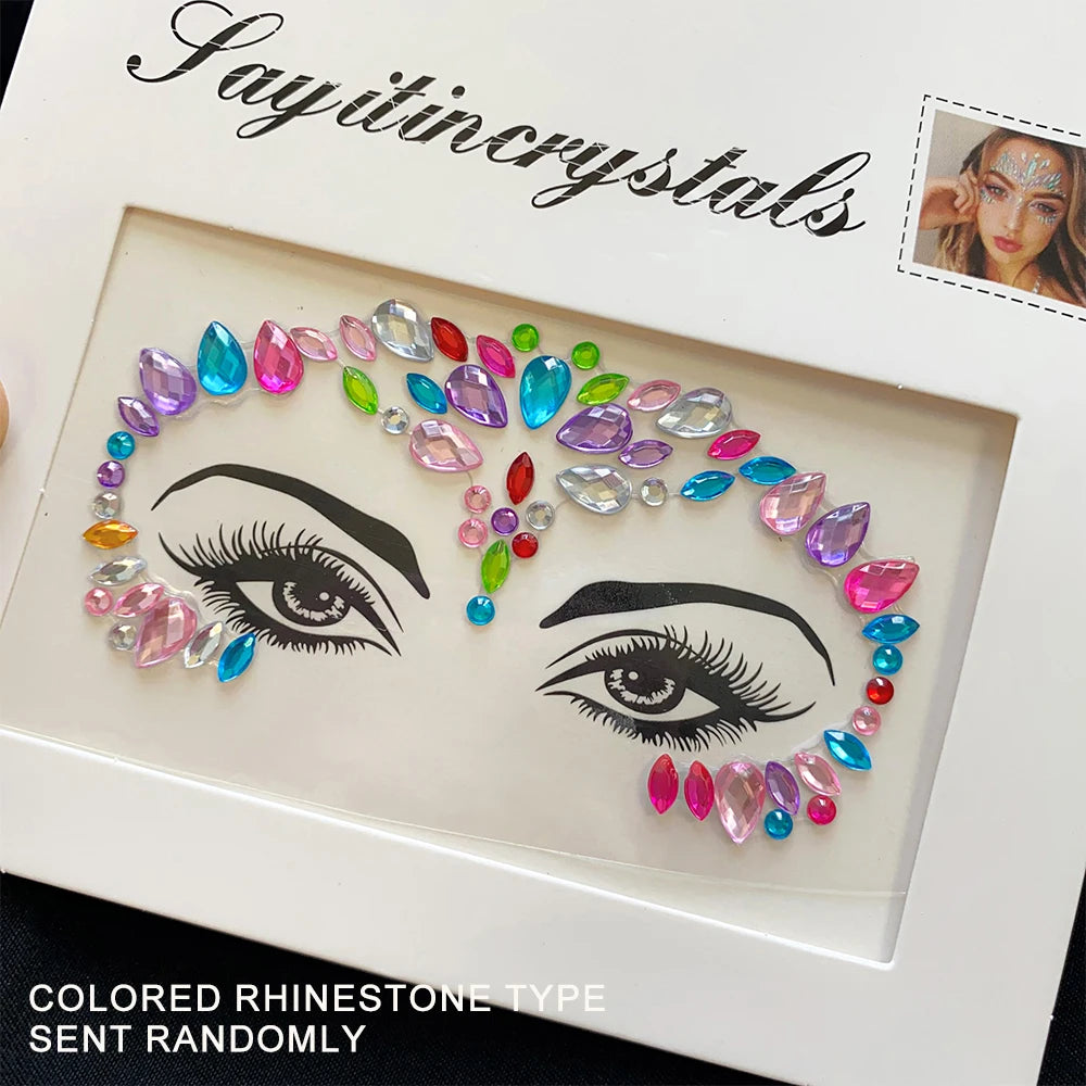 1Pcs 3D Rhinestone Face Tattoo Stickers