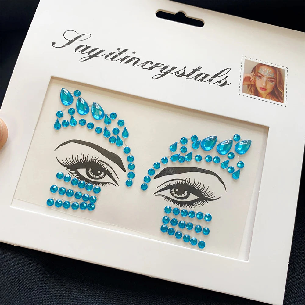 1Pcs 3D Rhinestone Face Tattoo Stickers