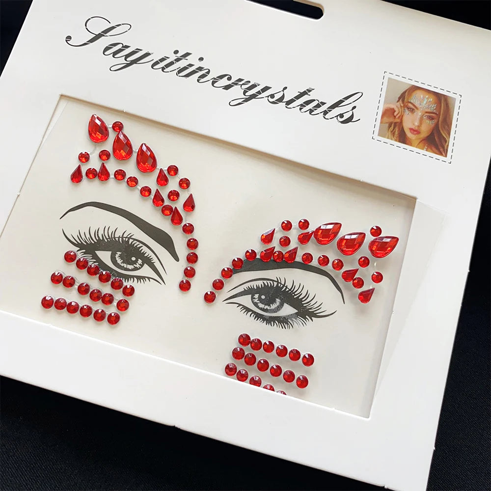 1Pcs 3D Rhinestone Face Tattoo Stickers