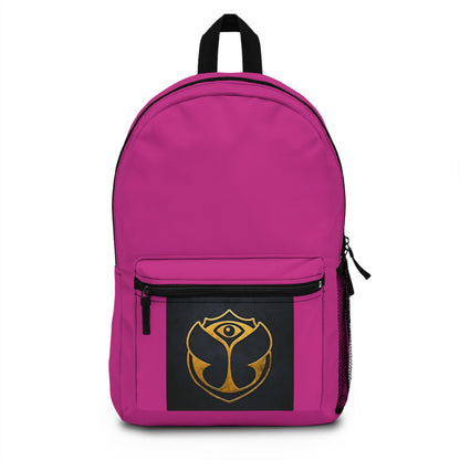 Färgglad festivalryggsäck med Tomorrowland-logotypen