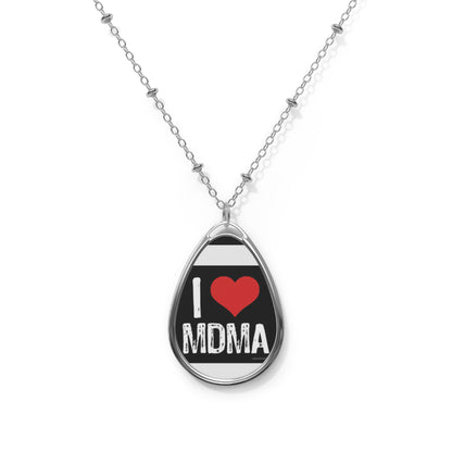 I Love MDMA Oval Necklace - Trendiga Statement-smycken för musikälskare