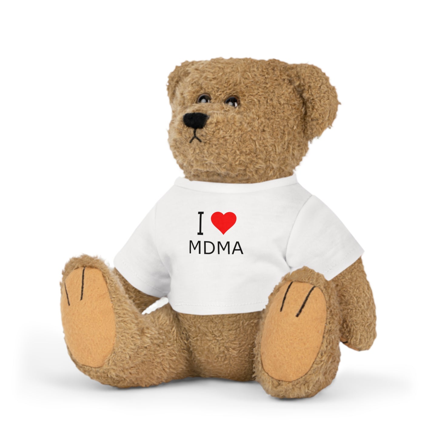 I Love MDMA Plyschleksak med T-shirt – Söt gosebjörn för present och samlarobjekt