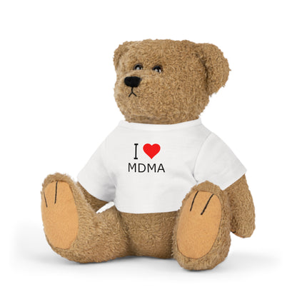 I Love MDMA Plyschleksak med T-shirt – Söt gosebjörn för present och samlarobjekt