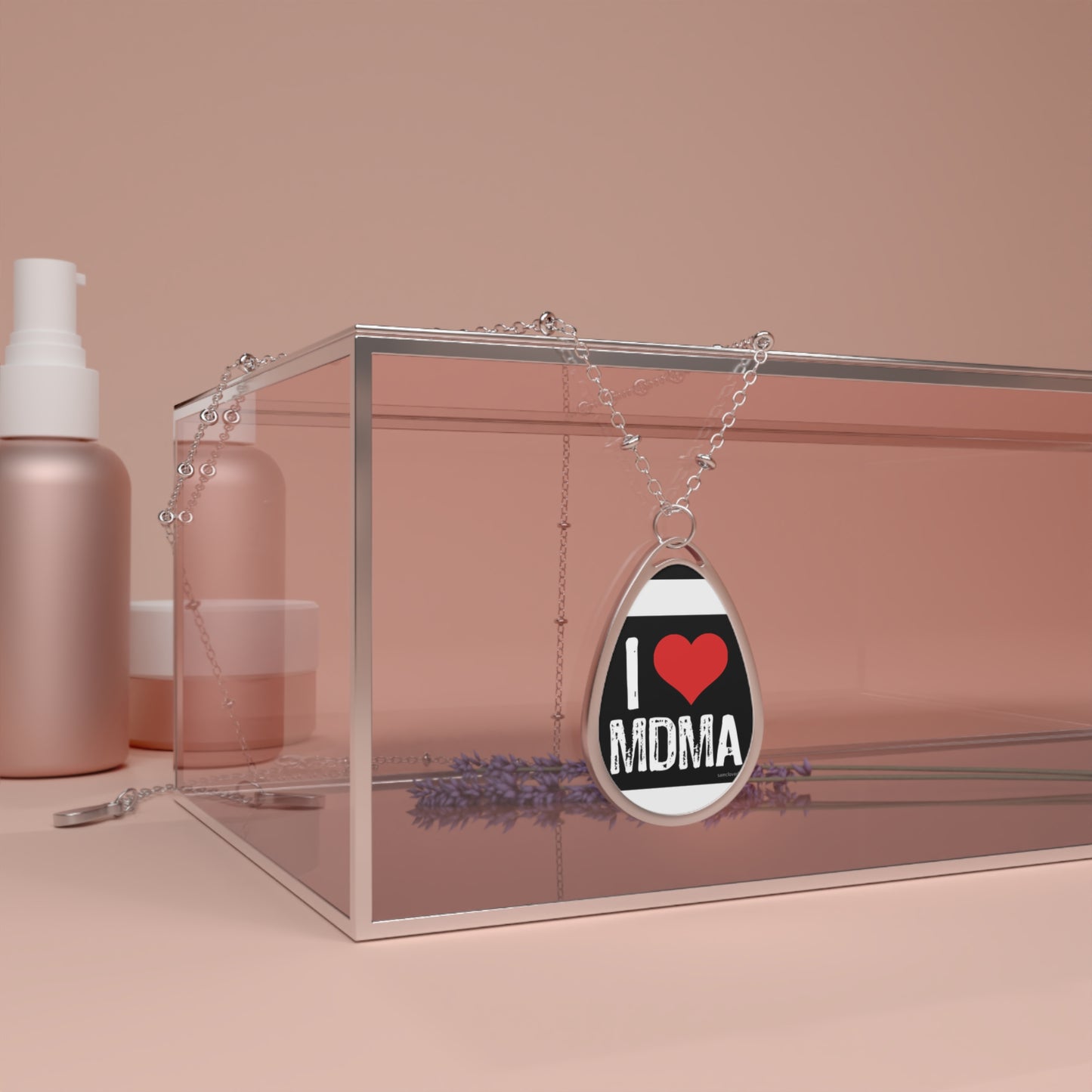I Love MDMA Oval Necklace - Trendiga Statement-smycken för musikälskare