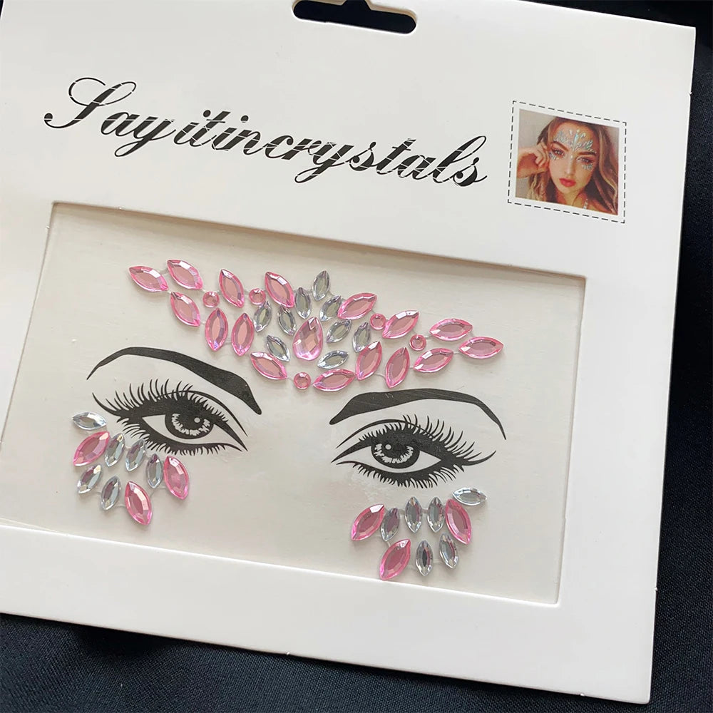 1Pcs 3D Rhinestone Face Tattoo Stickers