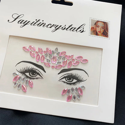 1Pcs 3D Rhinestone Face Tattoo Stickers