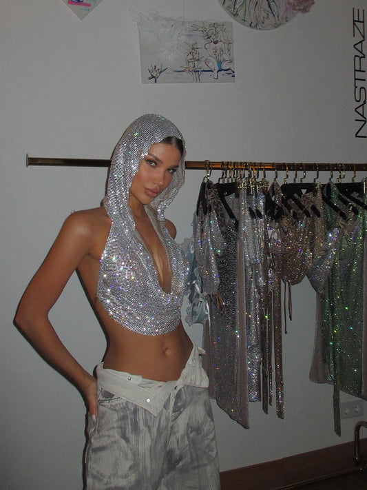 Glänsande strass Fishnet, Cover Up Party Club