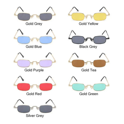 Små rektangulära solglasögon för kvinnor män mode retro metallram solglasögon