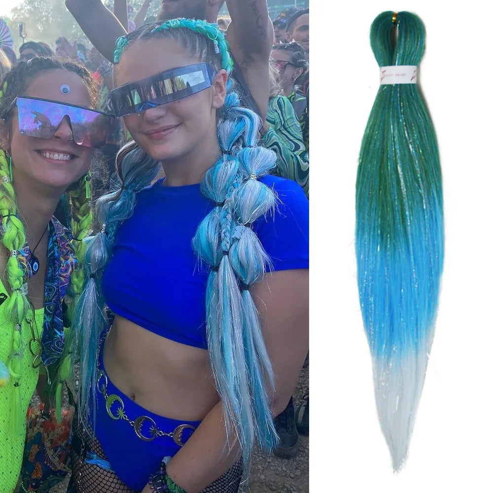 Rave hårförlängningar för tjejer Crazy Hair Day