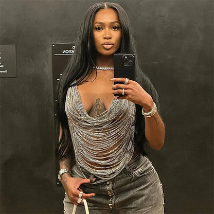 Linne Sexig Djup V-hals FÖR KVINNOR