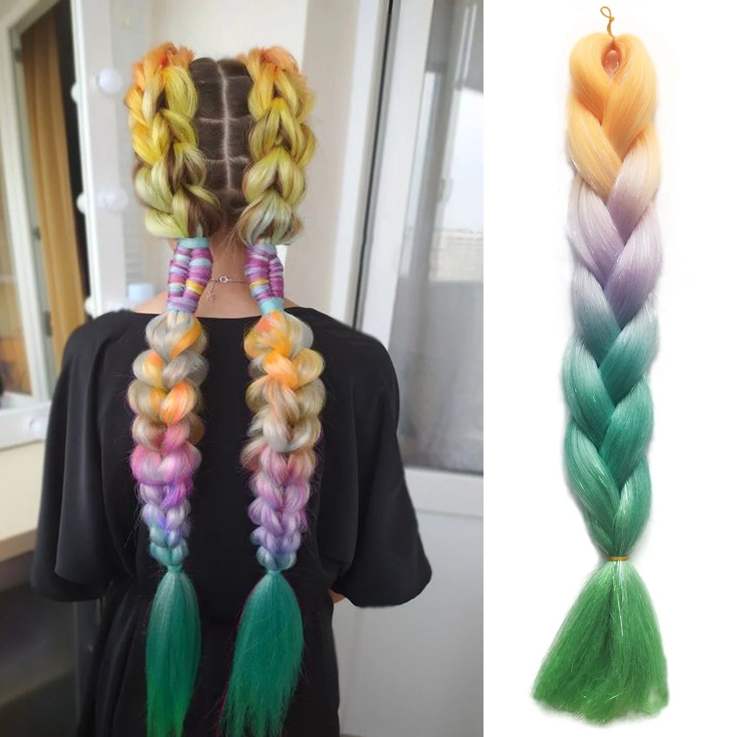 Rave hårförlängningar för tjejer Crazy Hair Day