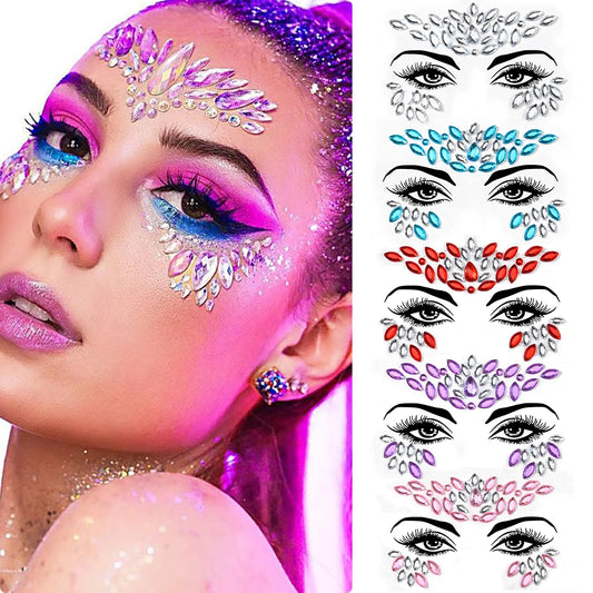 1Pcs 3D Rhinestone Face Tattoo Stickers