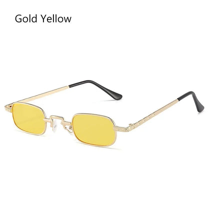 Små rektangulära solglasögon för kvinnor män mode retro metallram solglasögon