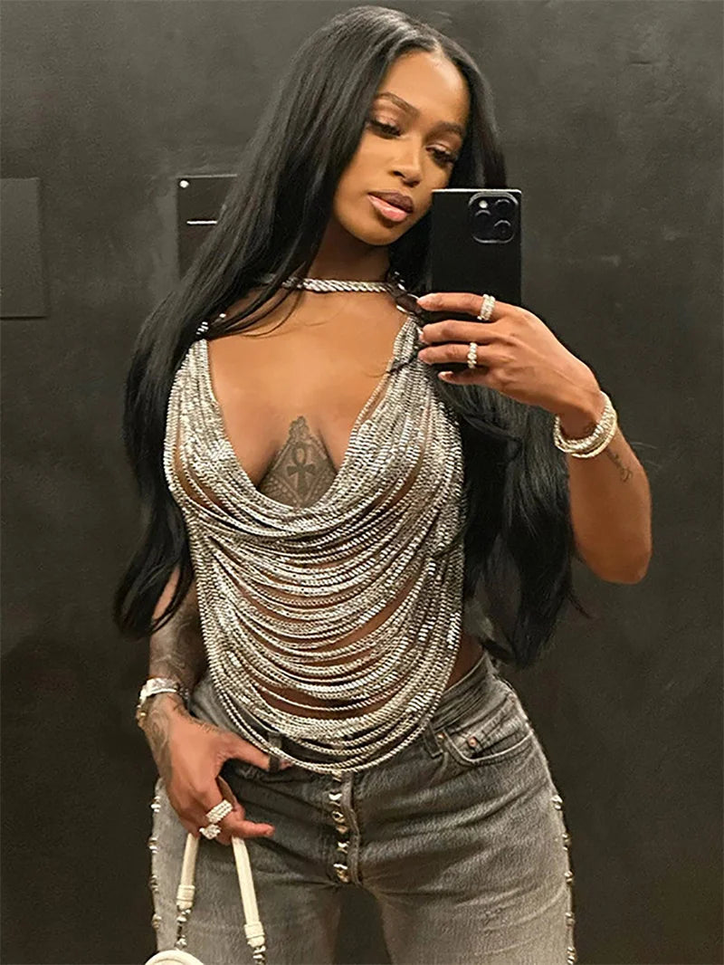 Linne Sexig Djup V-hals FÖR KVINNOR